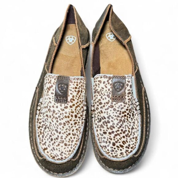 Ariat Women’s Cruiser Slip-On Loafers Size 10B Cowhide Leather Animal Print - Picture 1 of 8